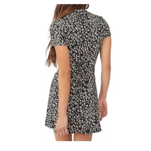 NWT Free People Marsaille Mini Wrap Dress size L Black Animal Print Cut Out - Picture 3 of 13